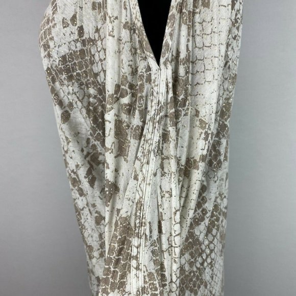 Express M Patterned Gold Accents Top Cold Shoulder Dolman Like Sleeves - Picture 6 of 12